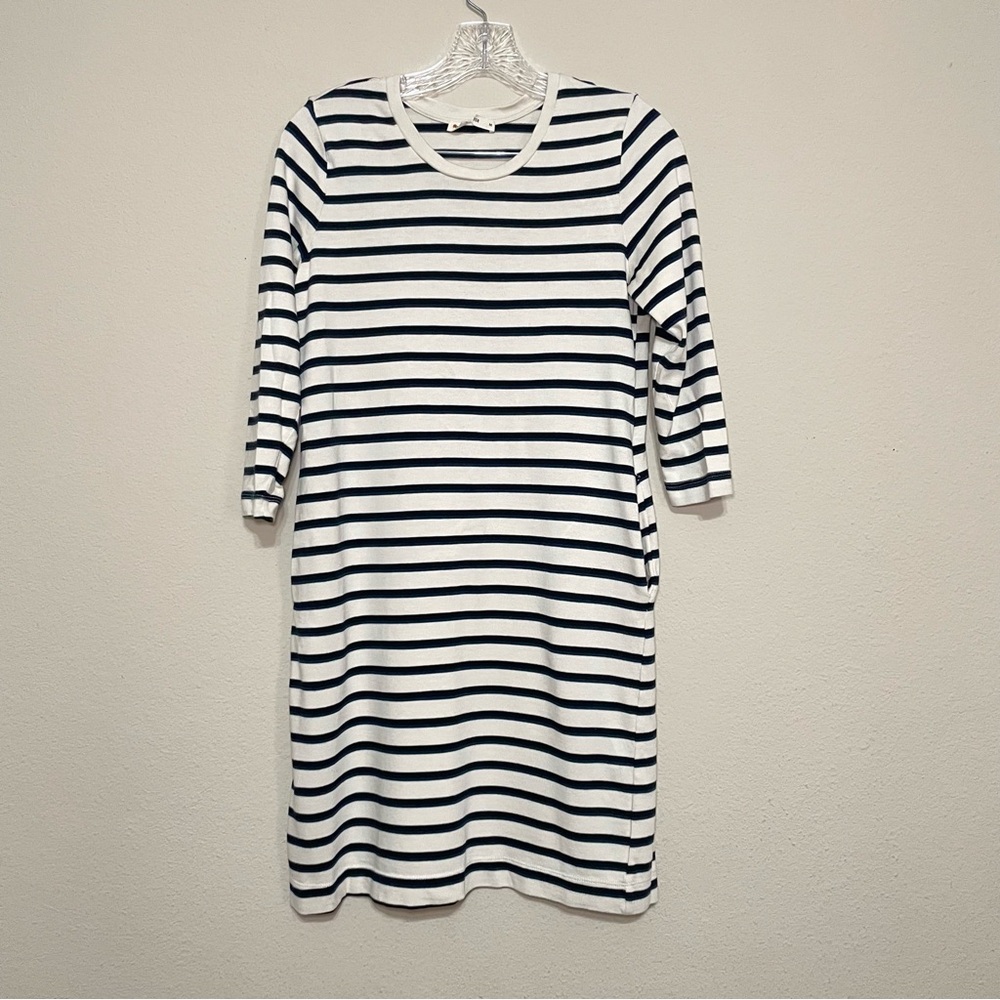 Marine Layer Scoop Neck Sweater Dress‎ Womens Sz Medium 3/4 Sleeve Striped